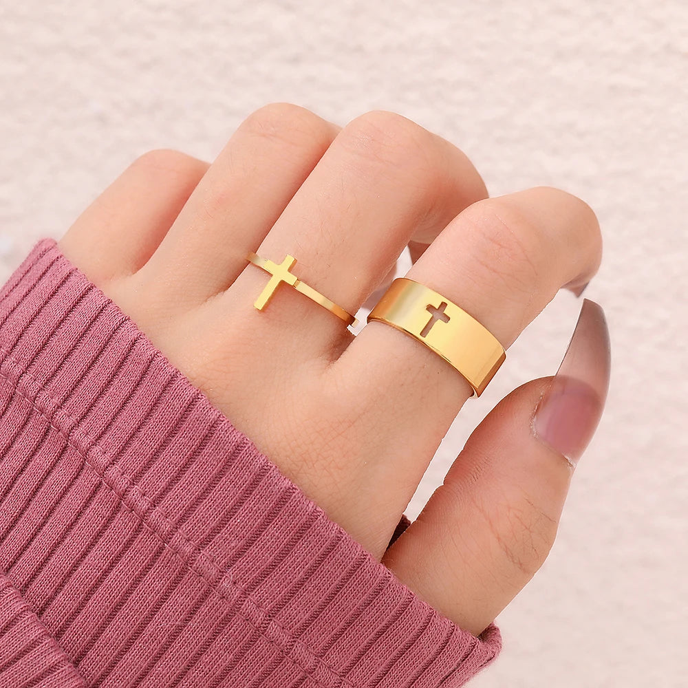 Gothic Cross Rings - 2pcs