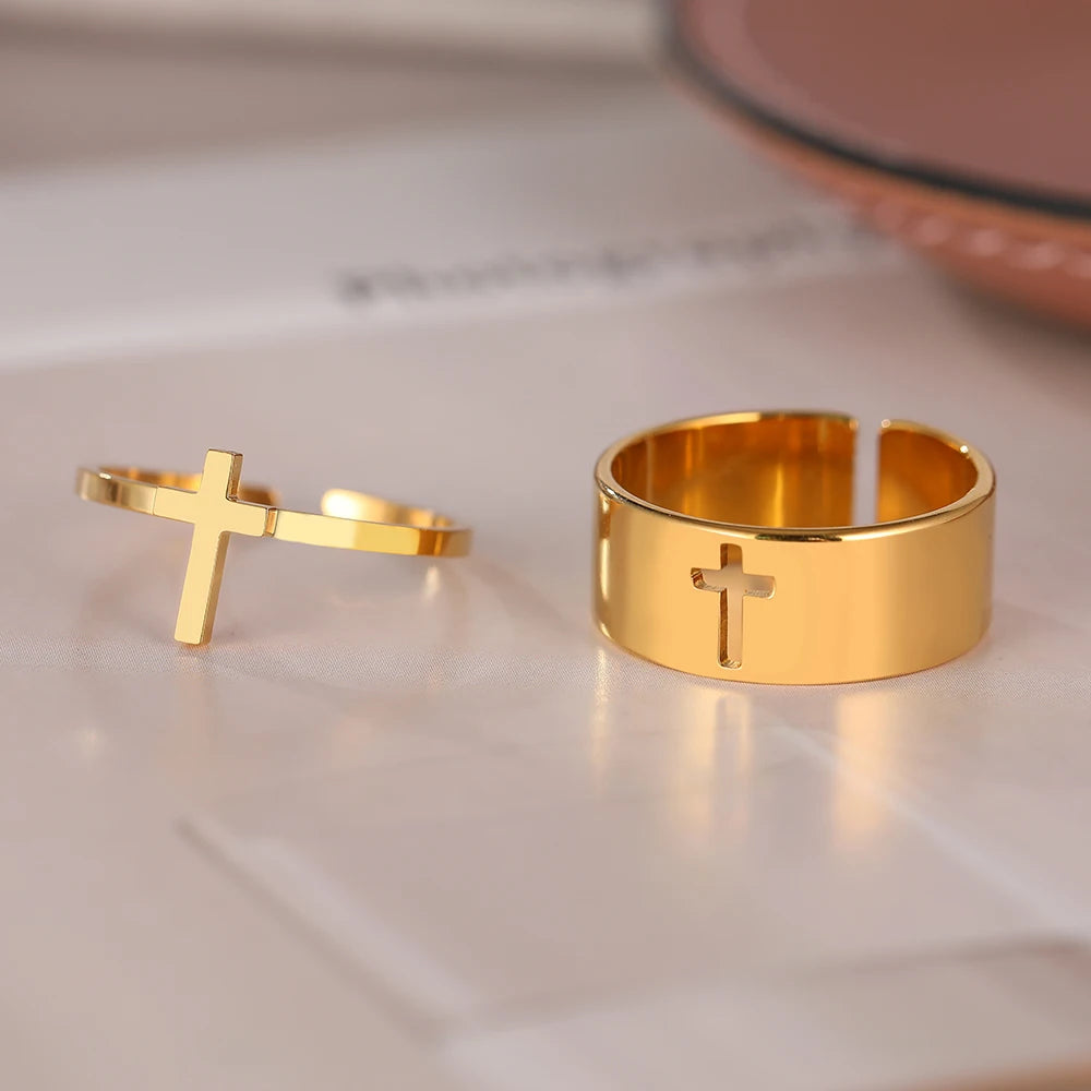 Gothic Cross Rings - 2pcs