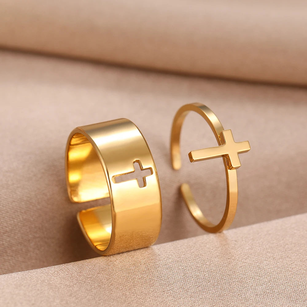 Gothic Cross Rings - 2pcs